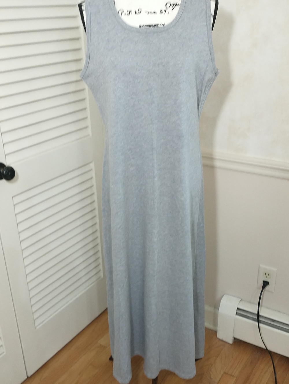 LL Bean Gray Sweatshirt Tank Maxi Dress, Size Medium, Slits On The Sides